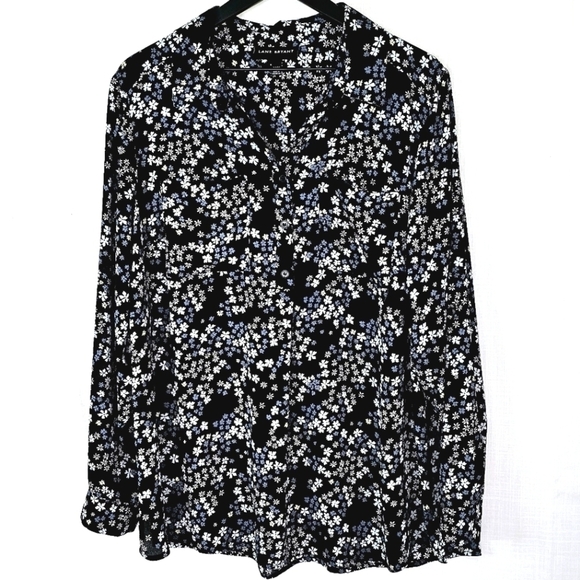Lane Bryant Plus Floral Daisy Print  Chiffon Pullover Blouse - Picture 2 of 6